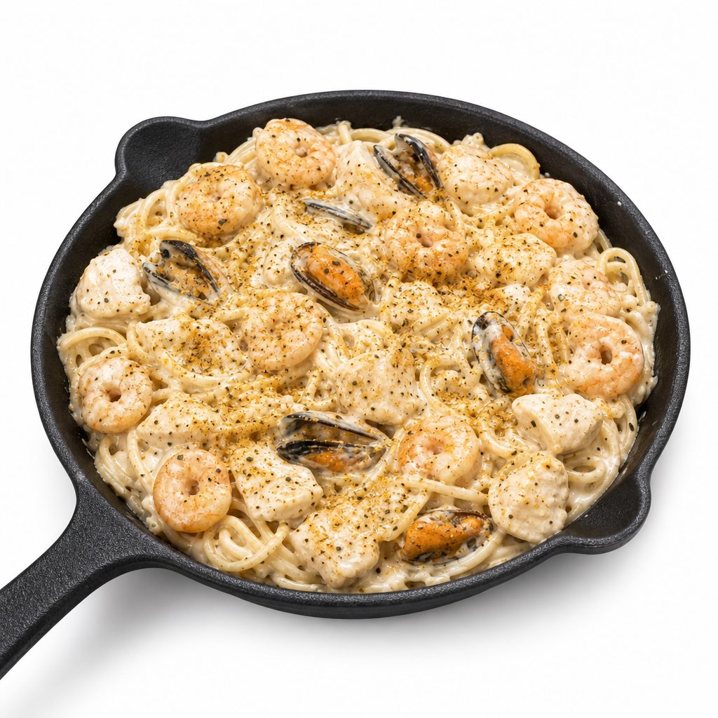 Alfredo Seafood Pasta.